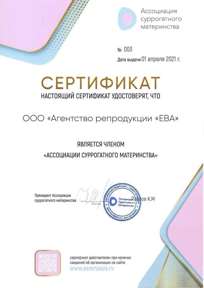 сертификат АСМ